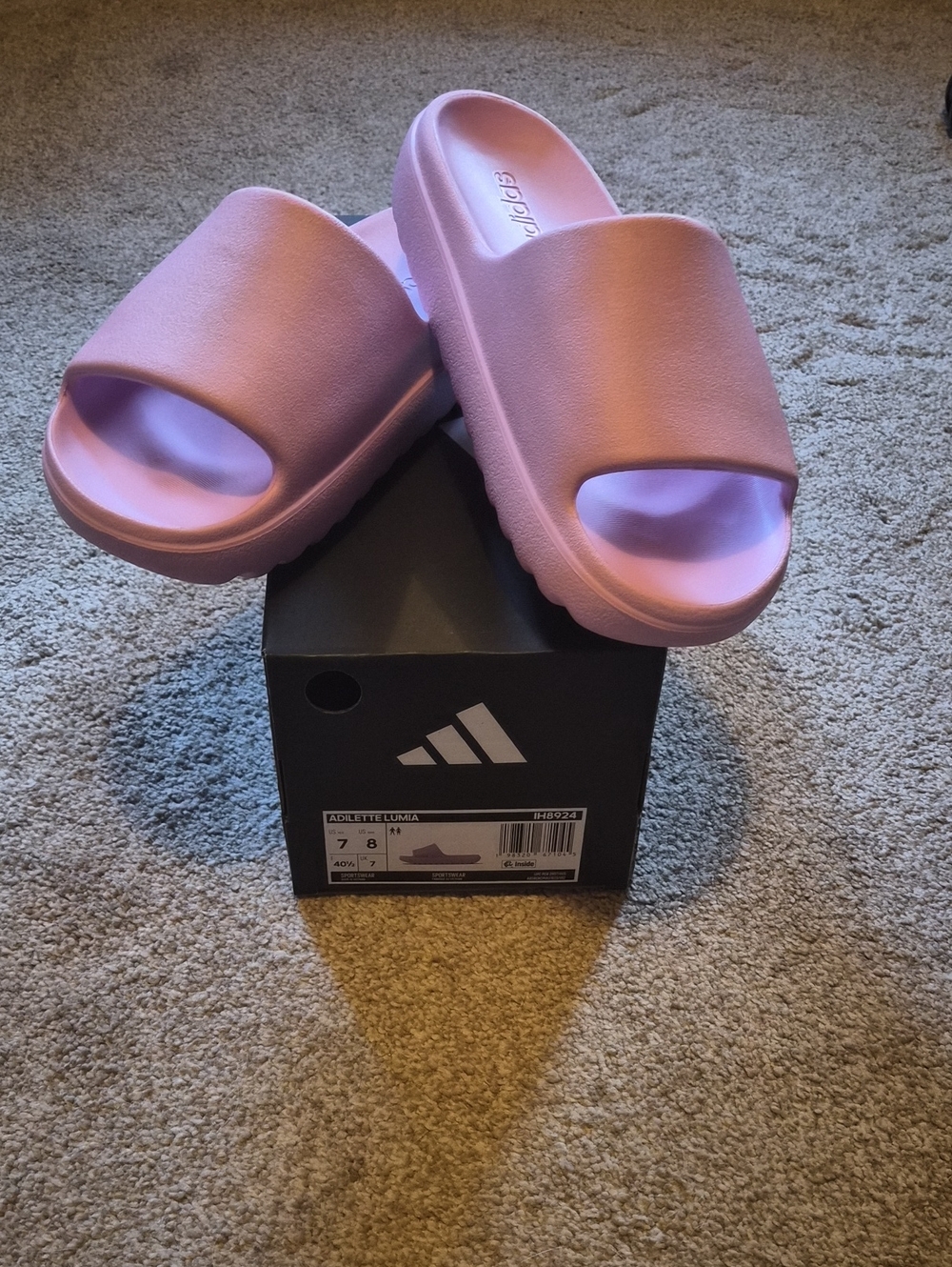 NIB Adidas Lilac Platform Slide Sandals Sz 8